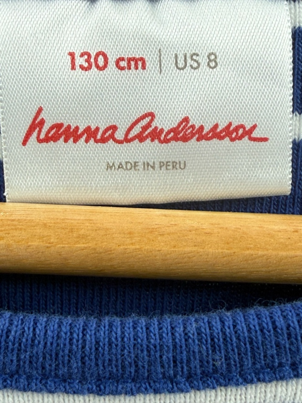 Hanna Andersson Girl’s Long Sleeve 100% Cotton Blue White Stripe Dress Size 8 - Picture 6 of 8